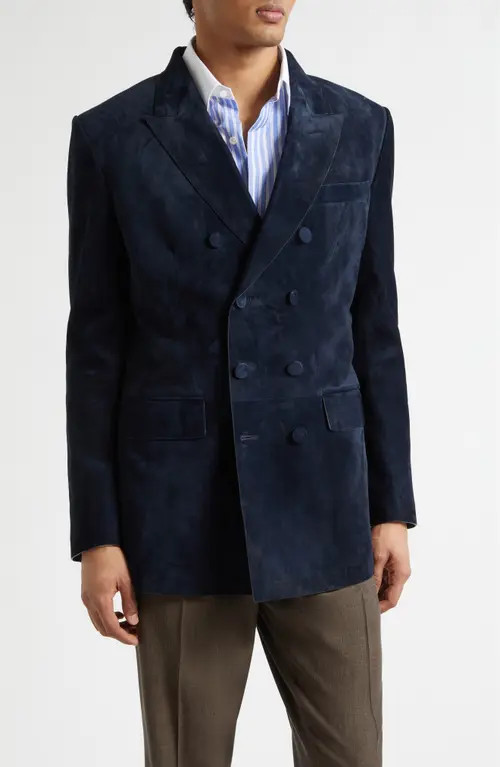 TOM FORD Cashmere Suede Peacoat in Navy at Nordstrom, Size 40 Us | Nordstrom