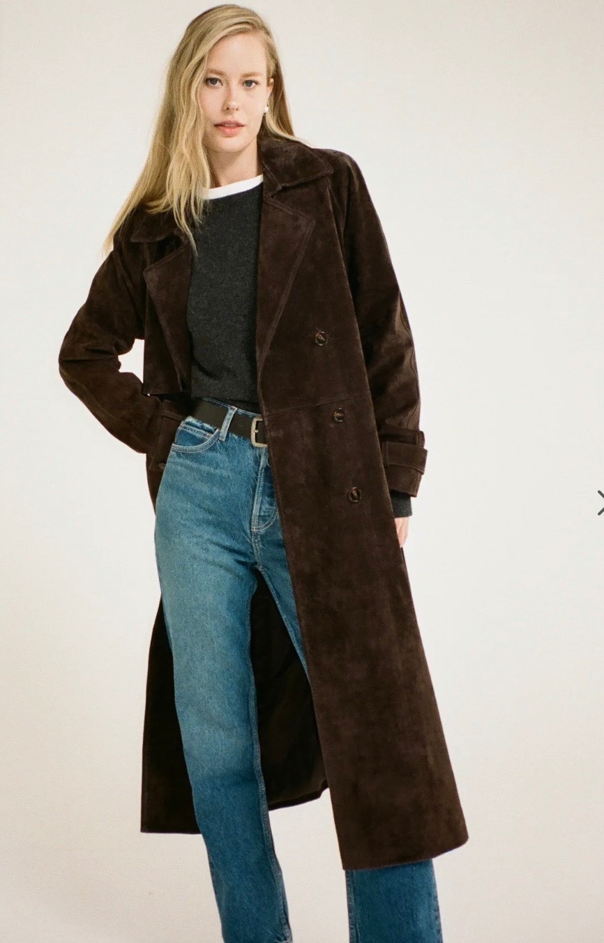 Suede trench.

#LTKSeasonal