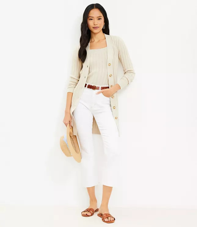 Long Ribbed V-Neck Cardigan | LOFT