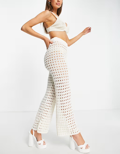 Missyempire wide leg crochet trouser in white | ASOS (Global)