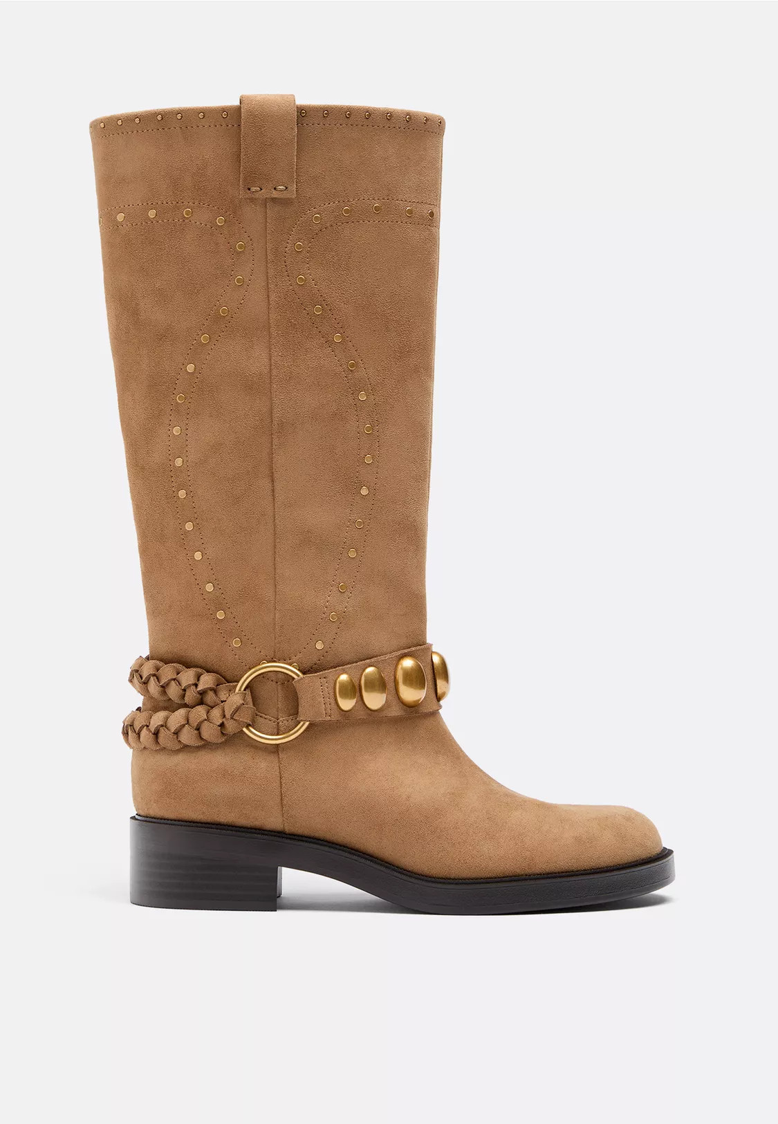 Flat leather effect biker boots - Women's Boots and ankle boots | Stradivarius United Kingdom | Stradivarius (UK)