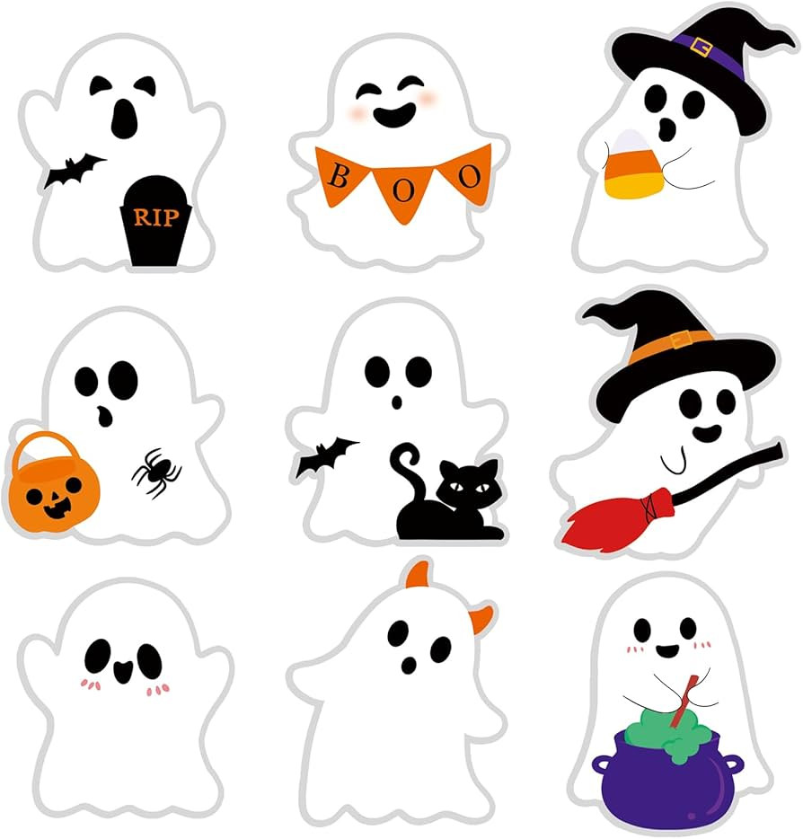 Cute Halloween Stickers Decorations, 108Pcs Self-Adhesive Halloween Ghost Stickers Tags, 2 Inch W... | Amazon (US)