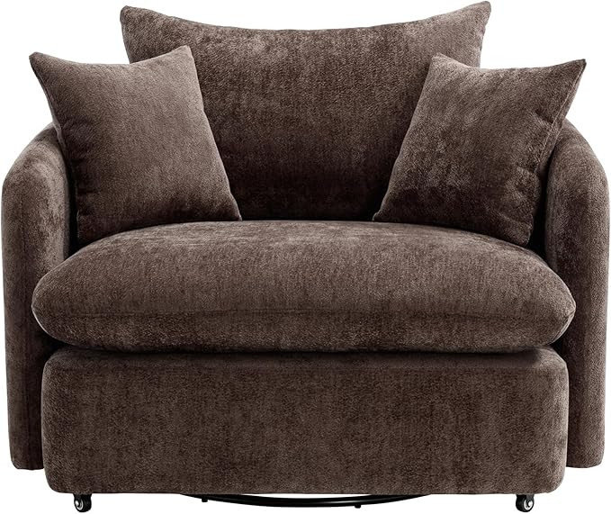 360 Degree Swivel Accent Chair Oversized, 37.4 inch Extra Wide Barrel Swivel Chairs with Deep Sea... | Amazon (US)