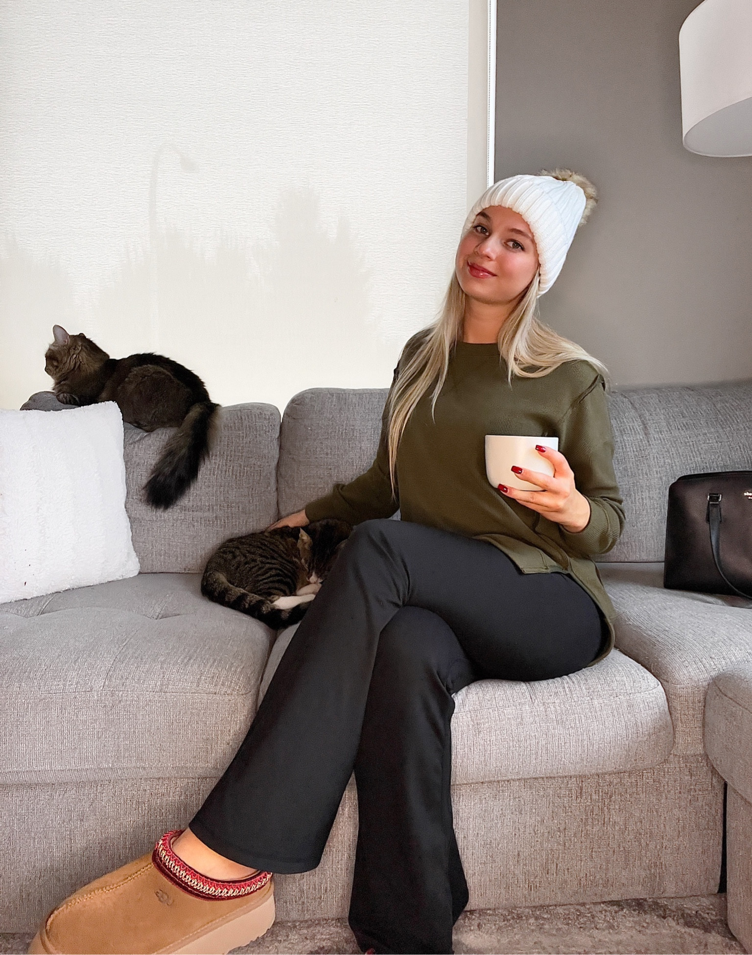 Cozy outfit - don’t worry the extras where paid with treats! 😇 The folder yahoo pants are from PacSun and I like them better than the flare lulus. The beanie is so cozy and from Amazon. The olive green sweater is also from Amazon and comes in many colors. I will have the link soon from the seller. Thanks for your patience 🥰

#LTKfindsunder50 #LTKGiftGuide #LTKSeasonal