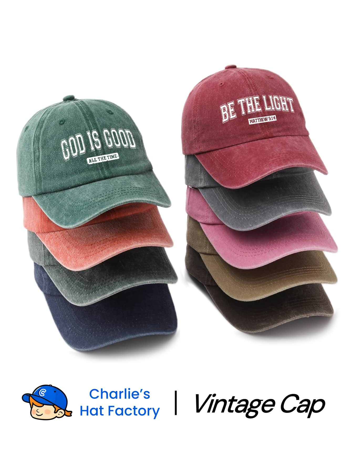 1 Pc Unisex Vintage Washed Baseball Cap - Retro Distressed "God Is Good All The Time" Block Print - Available In Multiple Retro Colors - Soft Texture Adjustable Dad Hat For Daily Wear, Church & Grateful Gift | SHEIN