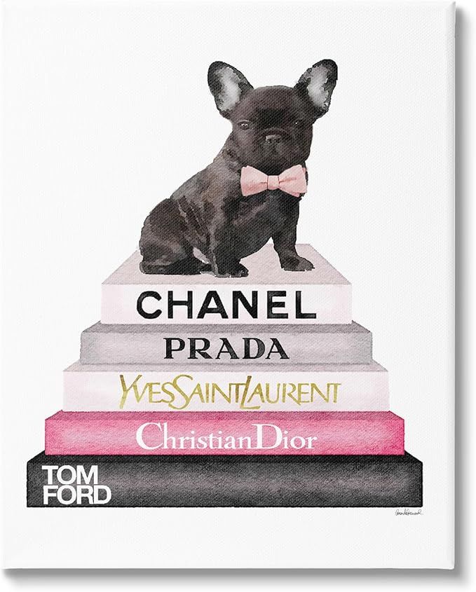 The Stupell Home Decor Collection Book Stack Fashion French Bulldog Stretched Canvas Wall Art, 16... | Amazon (US)