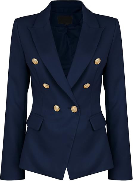 Womens Double Breasted Military Style Blazer Ladies Coat Jacket | Amazon (US)