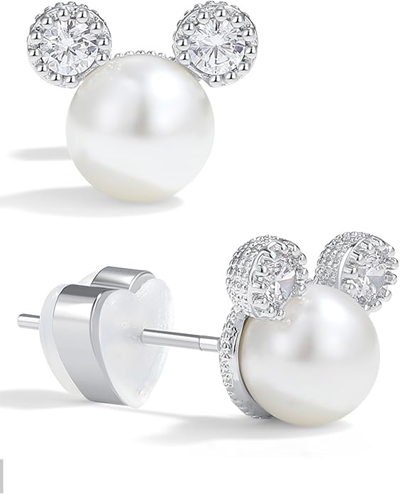PANSTAR Pearl Earrings for Women - Hypoallergenic 925 Sterling Silver Posts with Pearls & Zircon ... | Amazon (US)