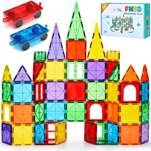 FNJO Magnetic Tiles, 100PCS Building Blocks, STEM Magnets Building Toy Set, Preschool Kindergarten Construction Stacking Toy, School Teacher Supplies, Classroom Must Haves | Amazon (US)