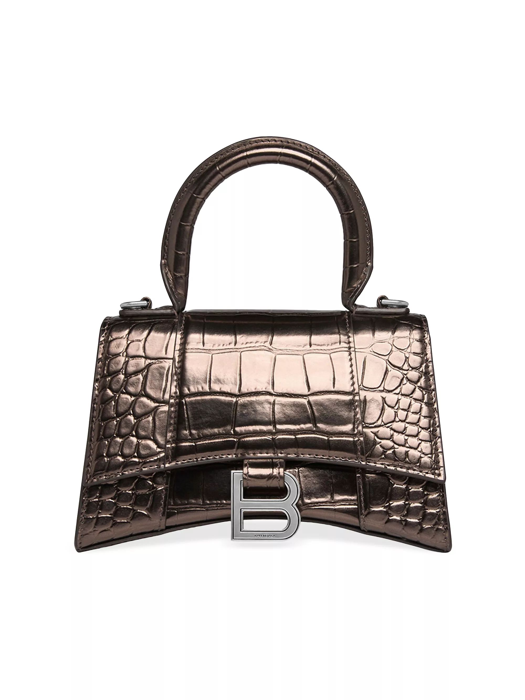 Hourglass XS Handbag Metallized Crocodile Embossed | Saks Fifth Avenue