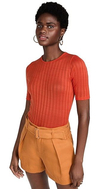 Ribbed Elbow Sleeve Crew Tee | Shopbop