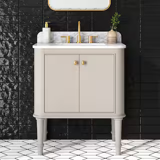 Home Decorators Collection Collette 30 in. Single Sink Greige Bath Vanity with White Carrara Marb... | The Home Depot