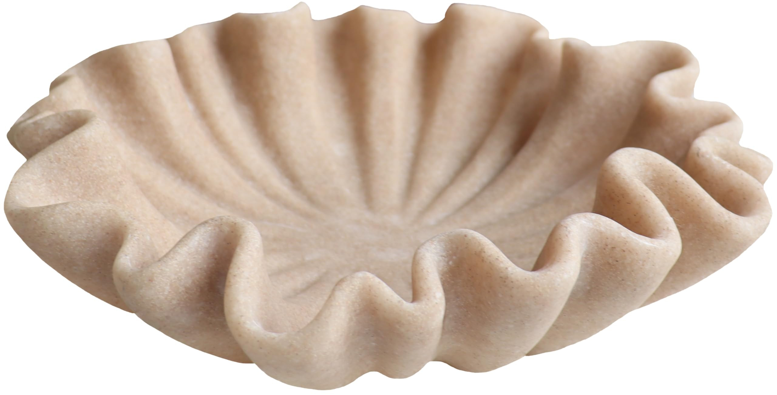 12" Large Decorative Bowl decor - Beige Scalloped Decorative Bowls for Home Decor - Organic Flute... | Amazon (US)