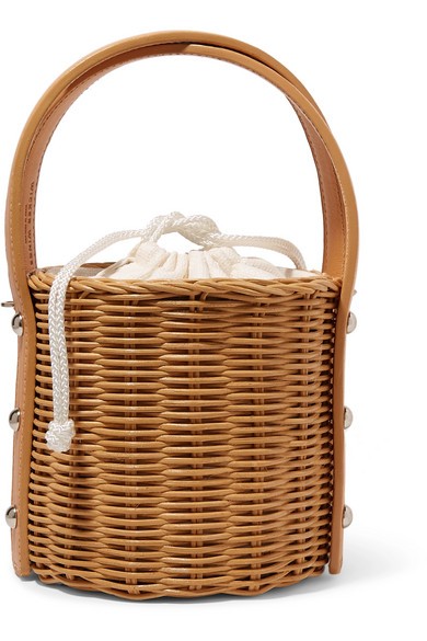 Wicker Wings - Quan Rattan And Leather Bucket Bag - Brown | NET-A-PORTER (US)