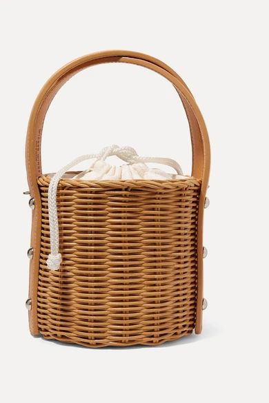 Wicker Wings - Quan Rattan And Leather Bucket Bag - Brown | NET-A-PORTER (US)