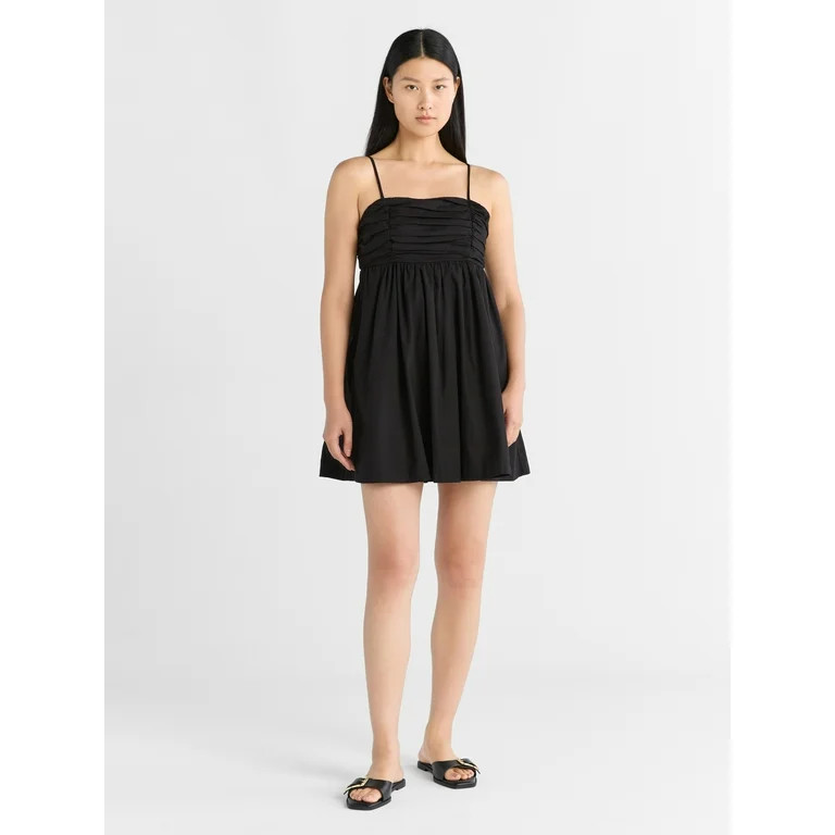 Free Assembly Women's Pleated Cotton Mini Dress, Sizes XS-XXXL | Walmart (US)