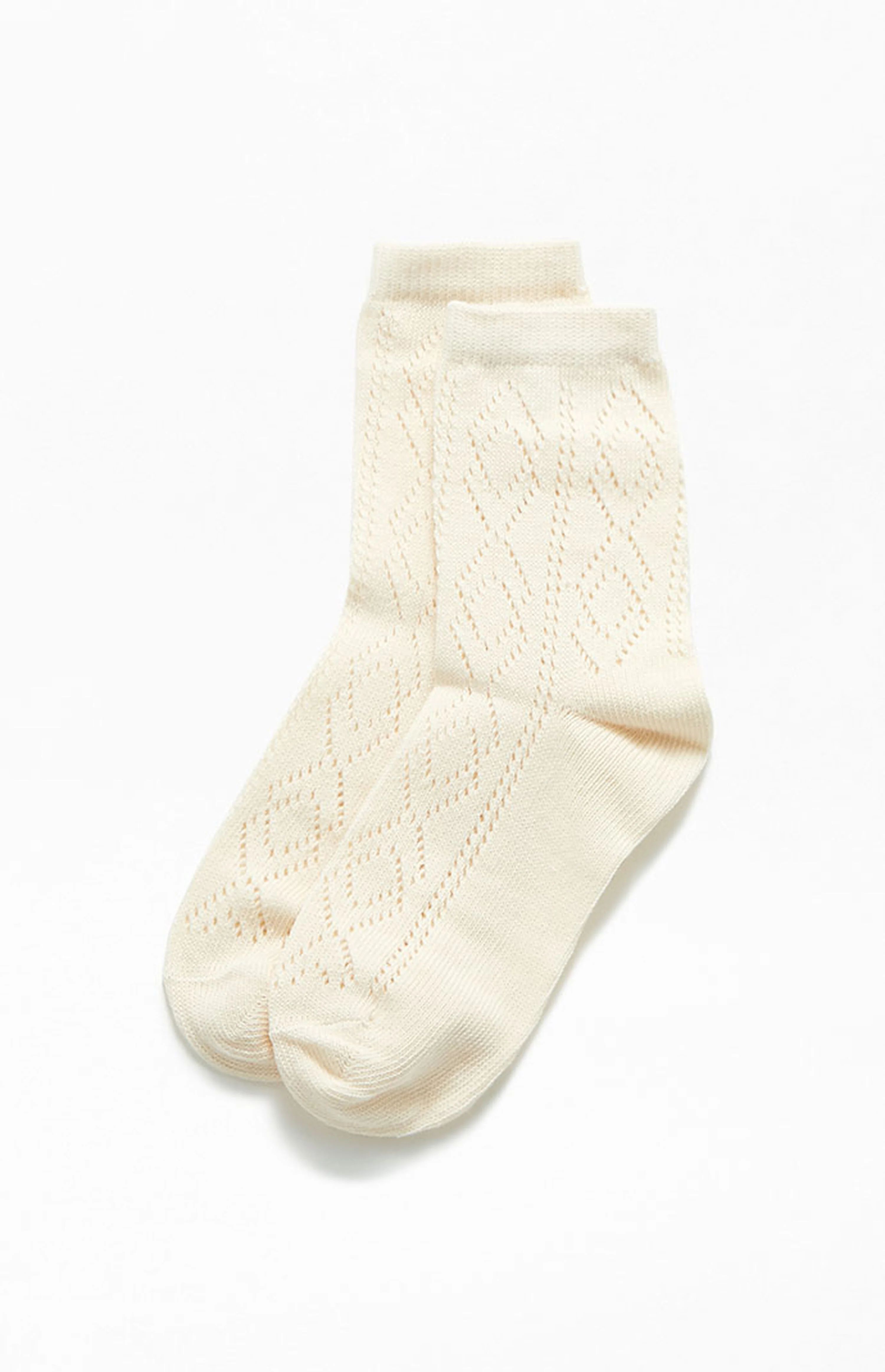 LA Hearts Off White Textured Crew Socks | PacSun