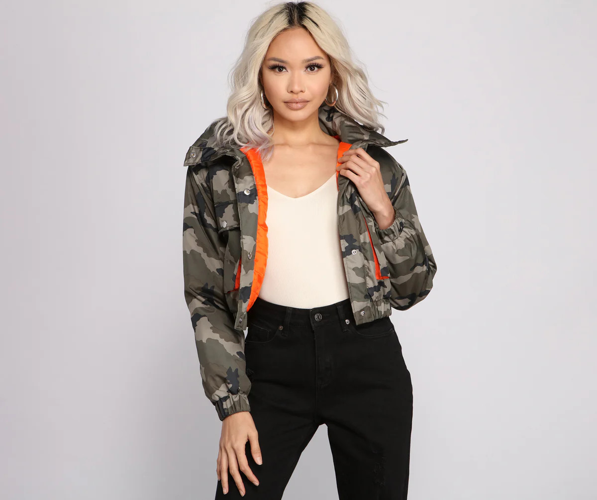 At Ease Camo Puffer Jacket | Windsor Stores