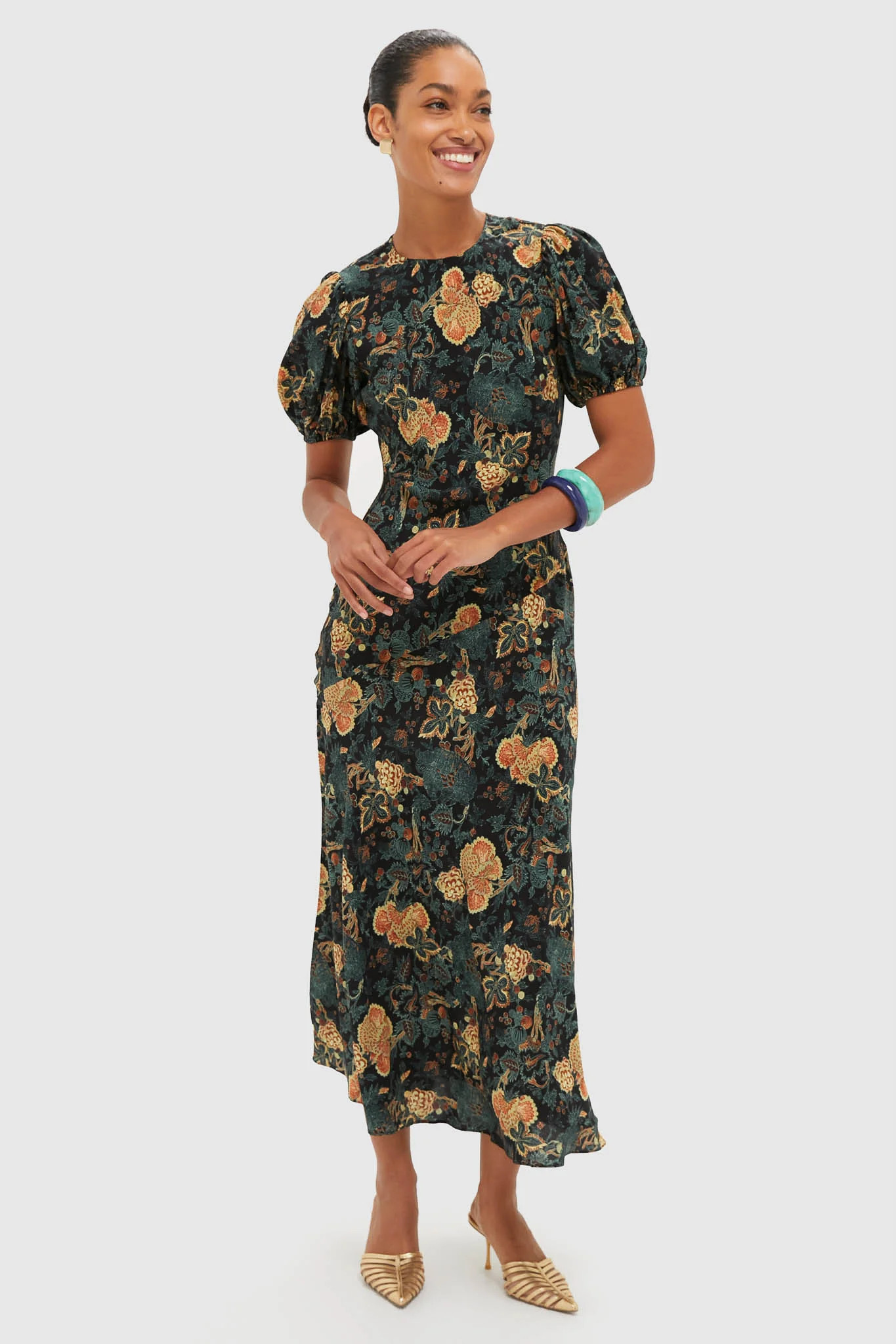 Nuit Ines Puff Sleeve Midi Dress | Tuckernuck (US)