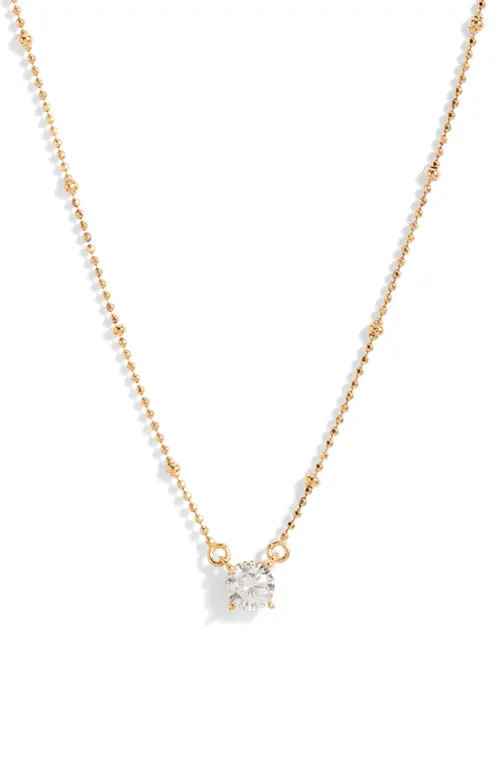 Nordstrom Demi Fine Solitaire Cubic Zirconia Necklace in 14K Gold Plated at Nordstrom | Nordstrom