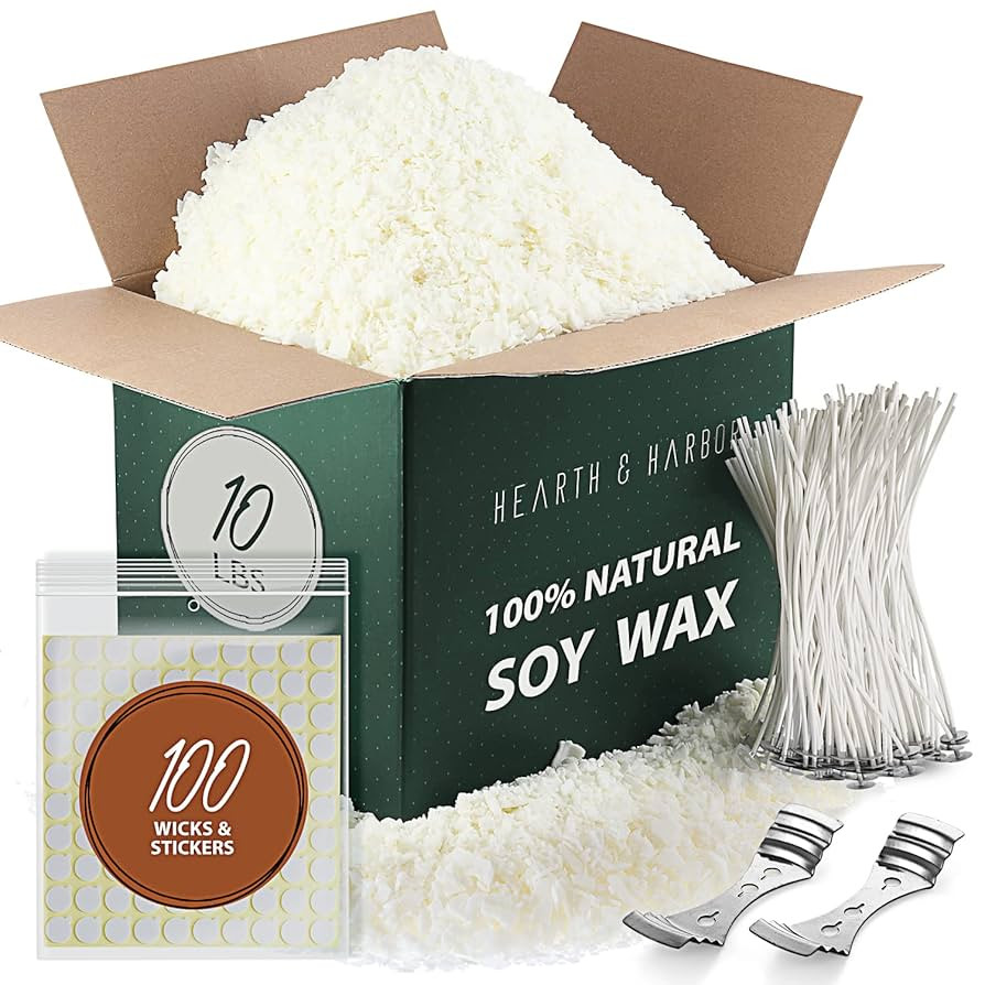 Hearth & Harbor Soy Candle Wax for Candle Making 10 lb Bag, Premium Natural Soy Wax Flakes, 100 C... | Amazon (US)