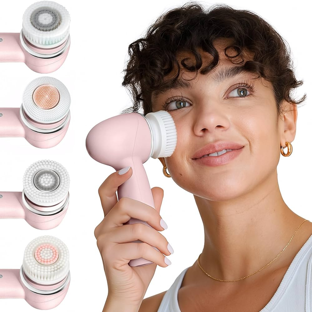 Vanity Planet Raedia 2.0 Facial Cleansing Brush, 4 Interchangeable Brush Heads, Pink - Daily Clea... | Amazon (US)