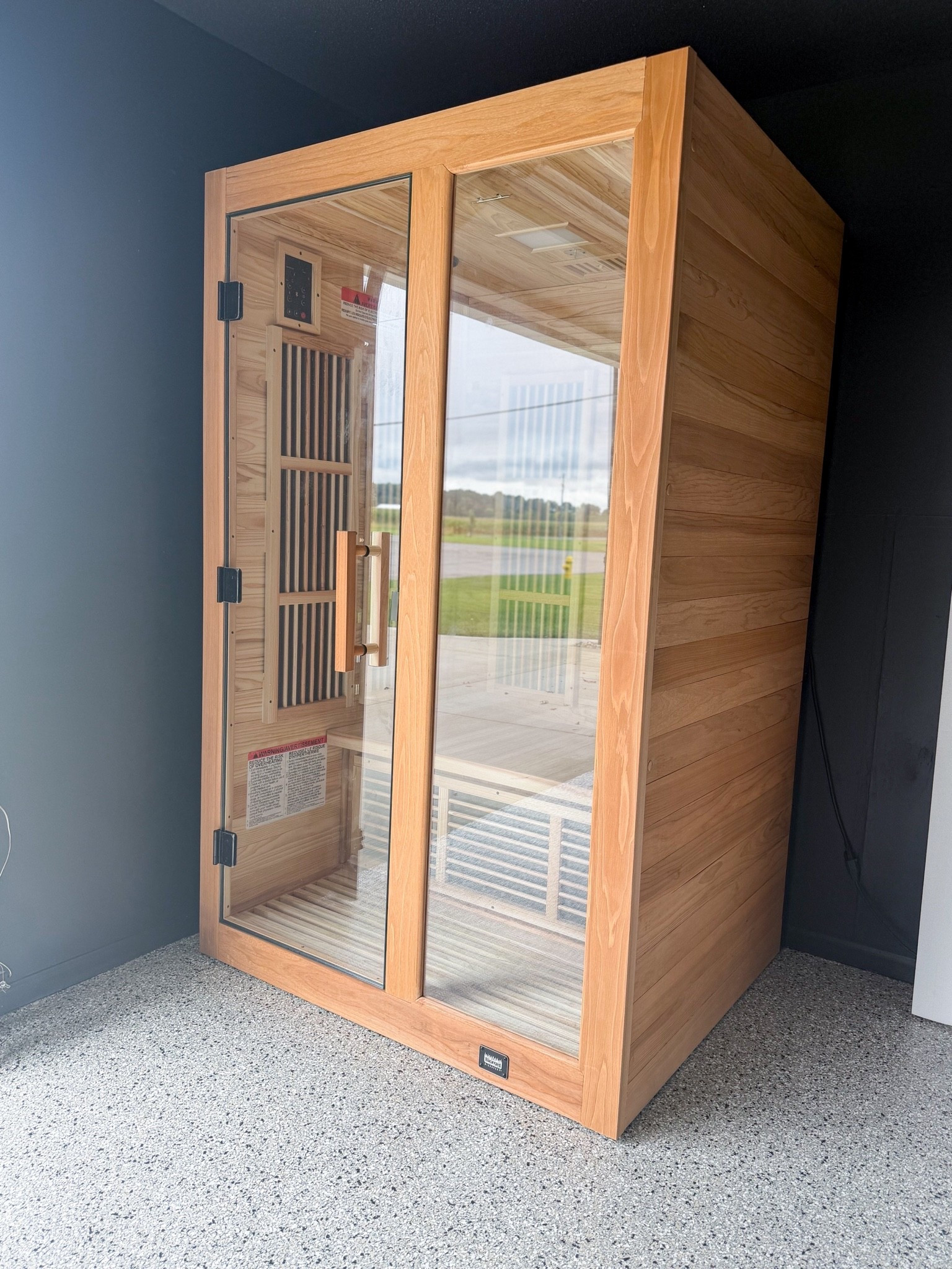 Shawn’s birthday gift arrived. 
It just got easier to get in some sauna time. I love that this model can be plugged into a normal home outlet, has red light therapy and also Bluetooth speaker. 👏👏👏

@Wayfair