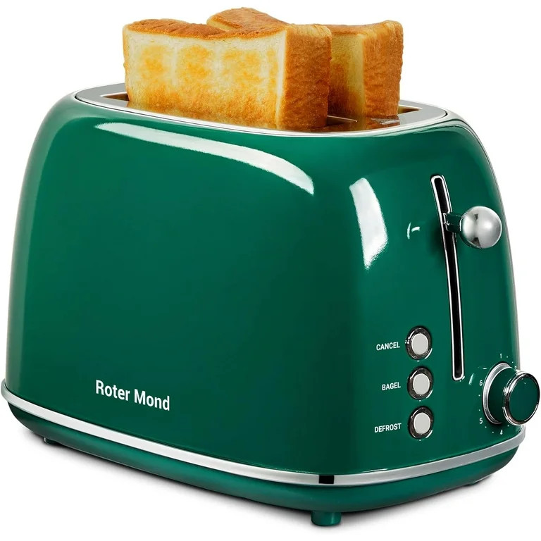 2 Slice Toaster Roter Mond Retro Stainless Steel Toaster with Bagel, Cancel, Defrost Function and... | Walmart (US)