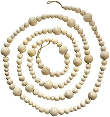 The Nix Company USA Wooden Bead Garland 7 ft Rustic Farmhouse Decor Natural Wood Christmas Tree B... | Amazon (US)