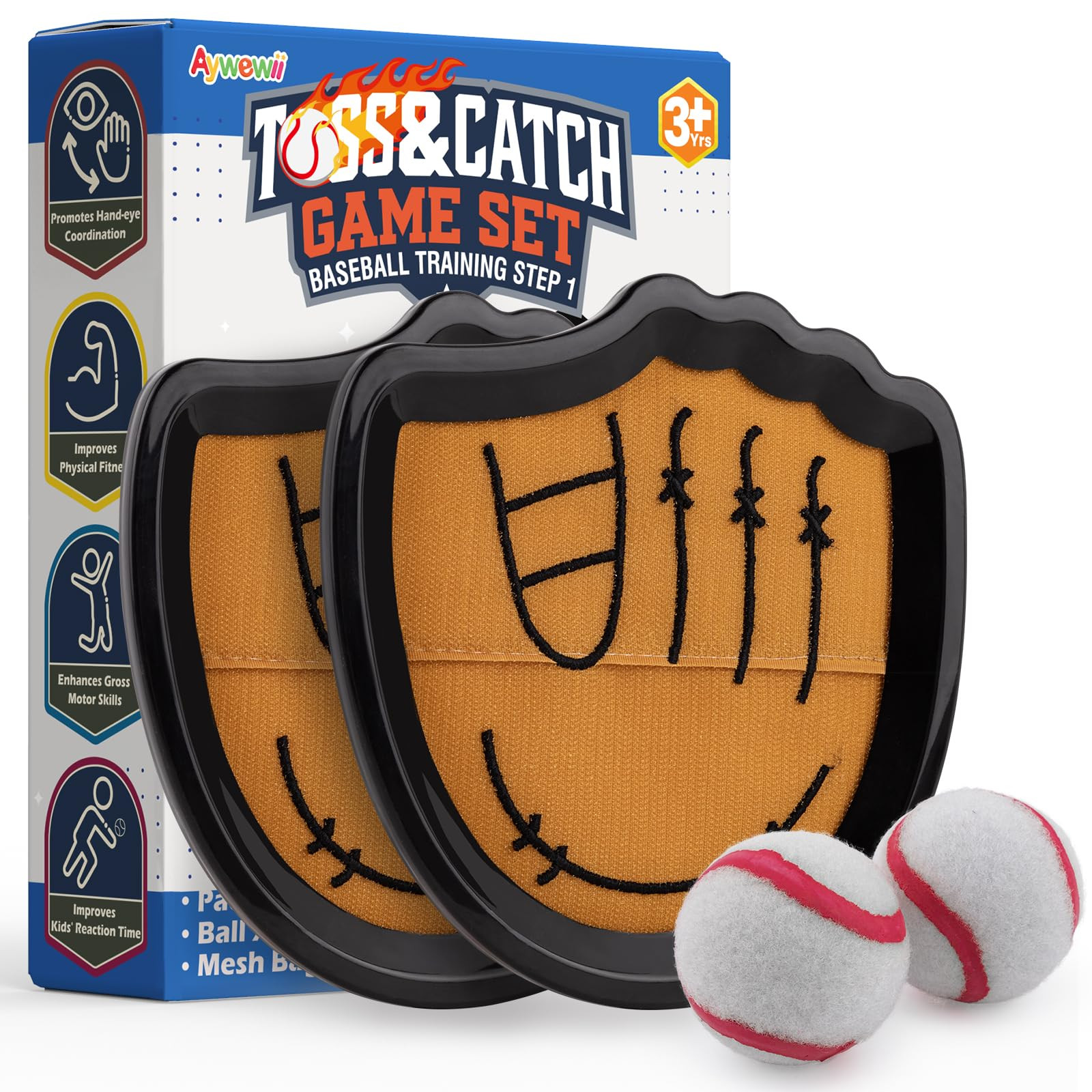 Aywewii Toss and Catch Ball Set Beginner Baseball Training Gloves Beach/Pool Toys Outdoor/Backyar... | Amazon (US)