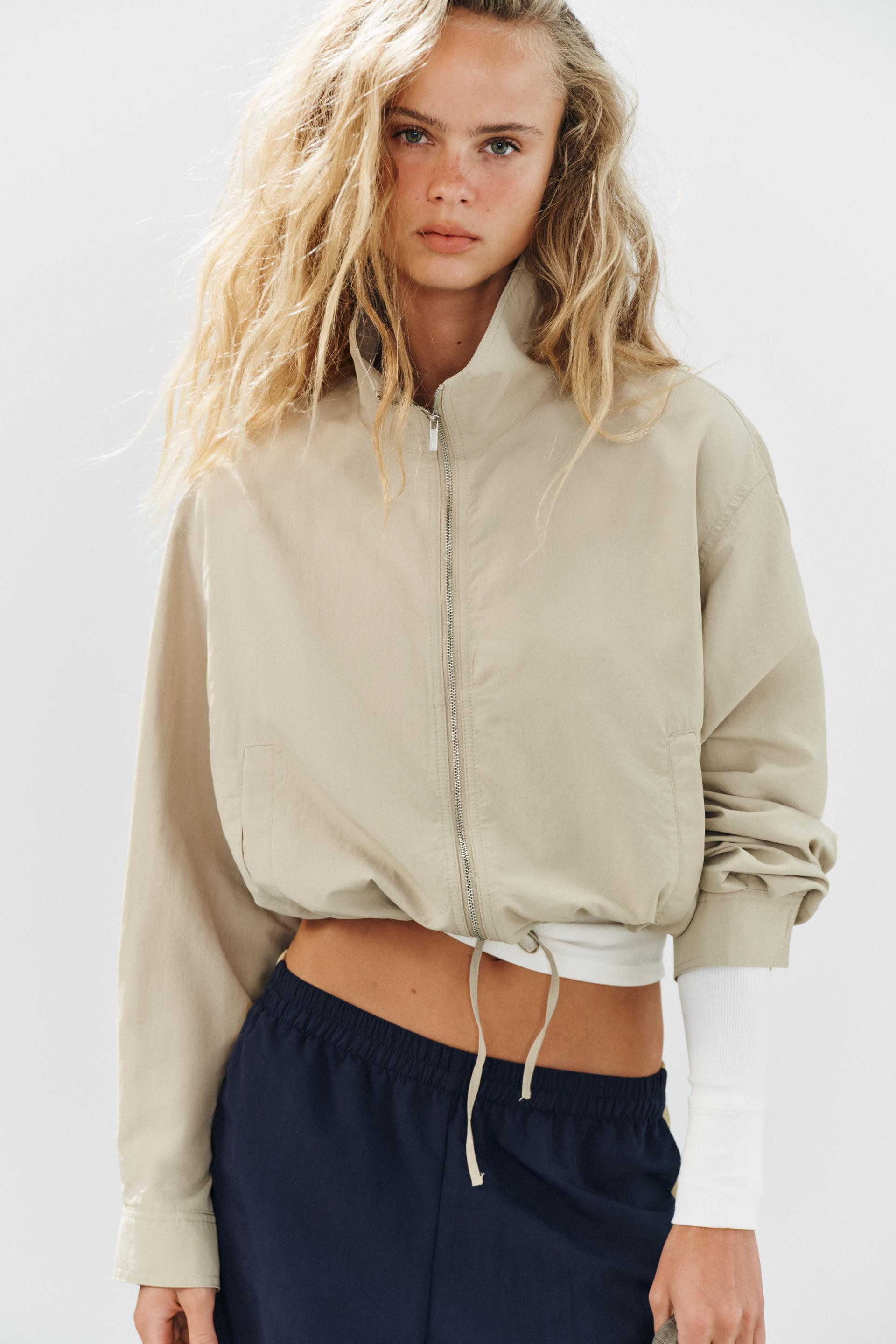 Zara - Technical Fabric Jacket - Straw - M - Woman | Zara US