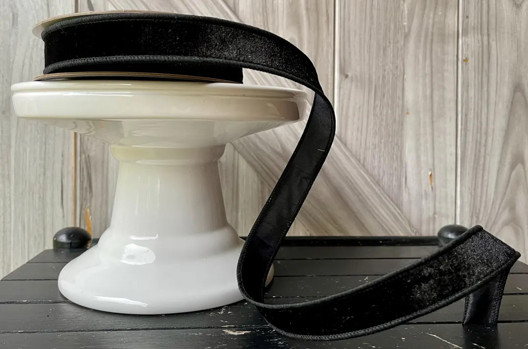 10 Yards, 1 Inch Wired Ribbon, Black Velvet Ribbon, Black Ribbon, Designer Ribbon, Luxury Ribbon,... | Etsy (US)