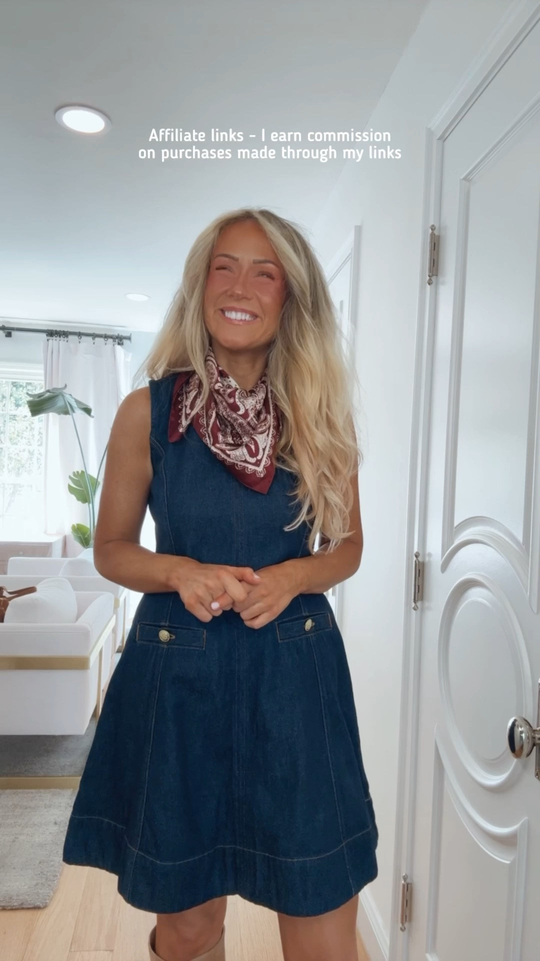 Affiliate links - I earn commission on purchases made through my links

Walmart fall dress
Denim dress
Knee high boots
Tan suede bag 
Amazon scarf