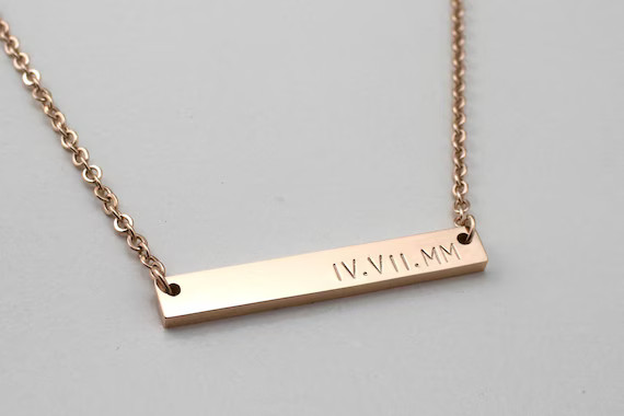 Personalized Necklace - Roman numeral Necklace - Girlfriend Gift - Gift For Her - Handstamped Ros... | Etsy (US)