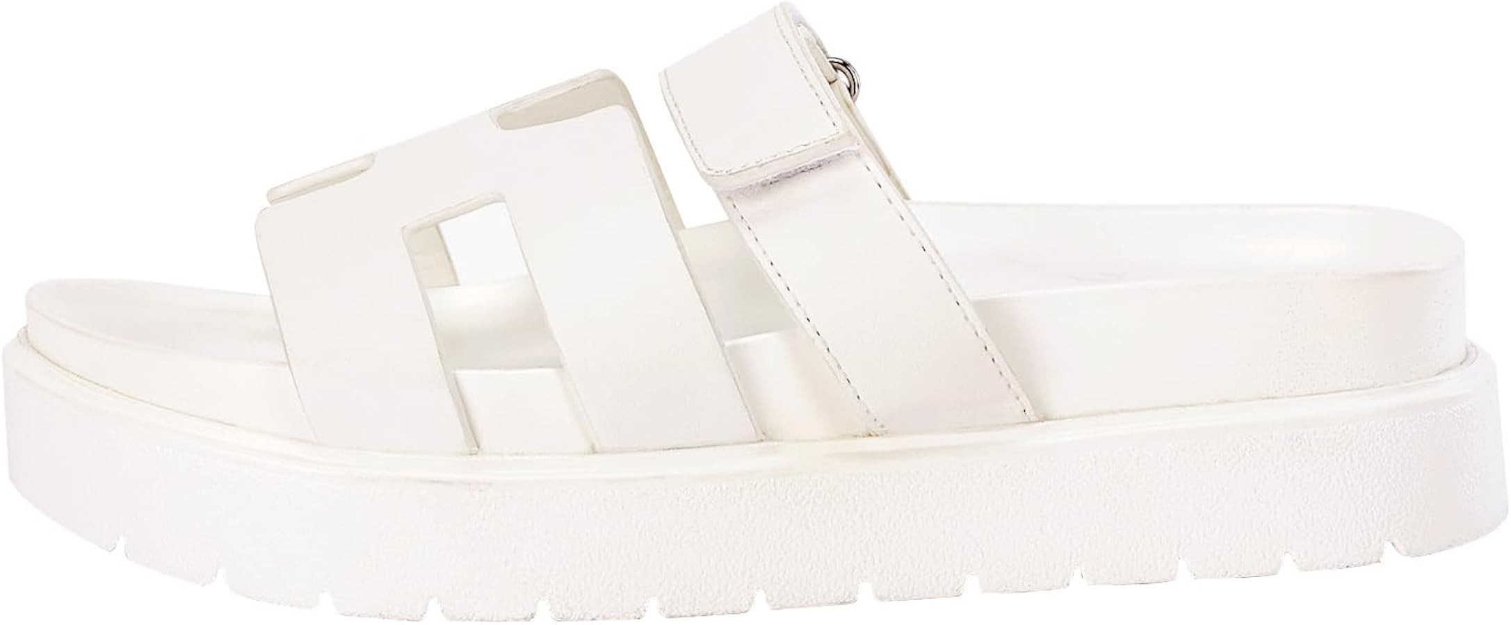 Women's Platform Slide Sandals Open Toe Non Slip Thick Sole Slip on Summer Shoes, White, Size 8.5 | Amazon (US)