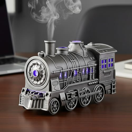 Purryegift Train Diffuser, 300ml Christmas Vintage Steam Train Essential Oil Diffuser, 2-Color LED Lights, Two Spray Modes, Automatic Power-Off, Ultra-Quiet for Home, Office and Gift (Silver) | Amazon (US)