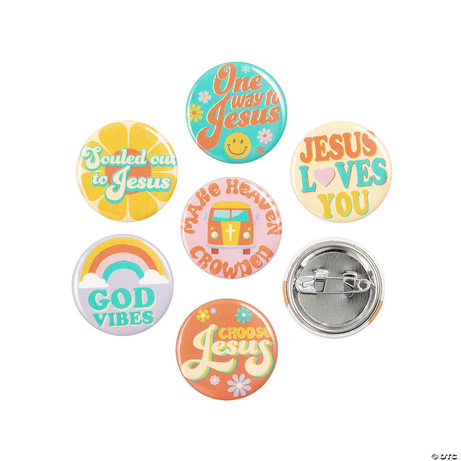 Bulk 48 Pc. Religious Groovy Mini Buttons | Oriental Trading Company