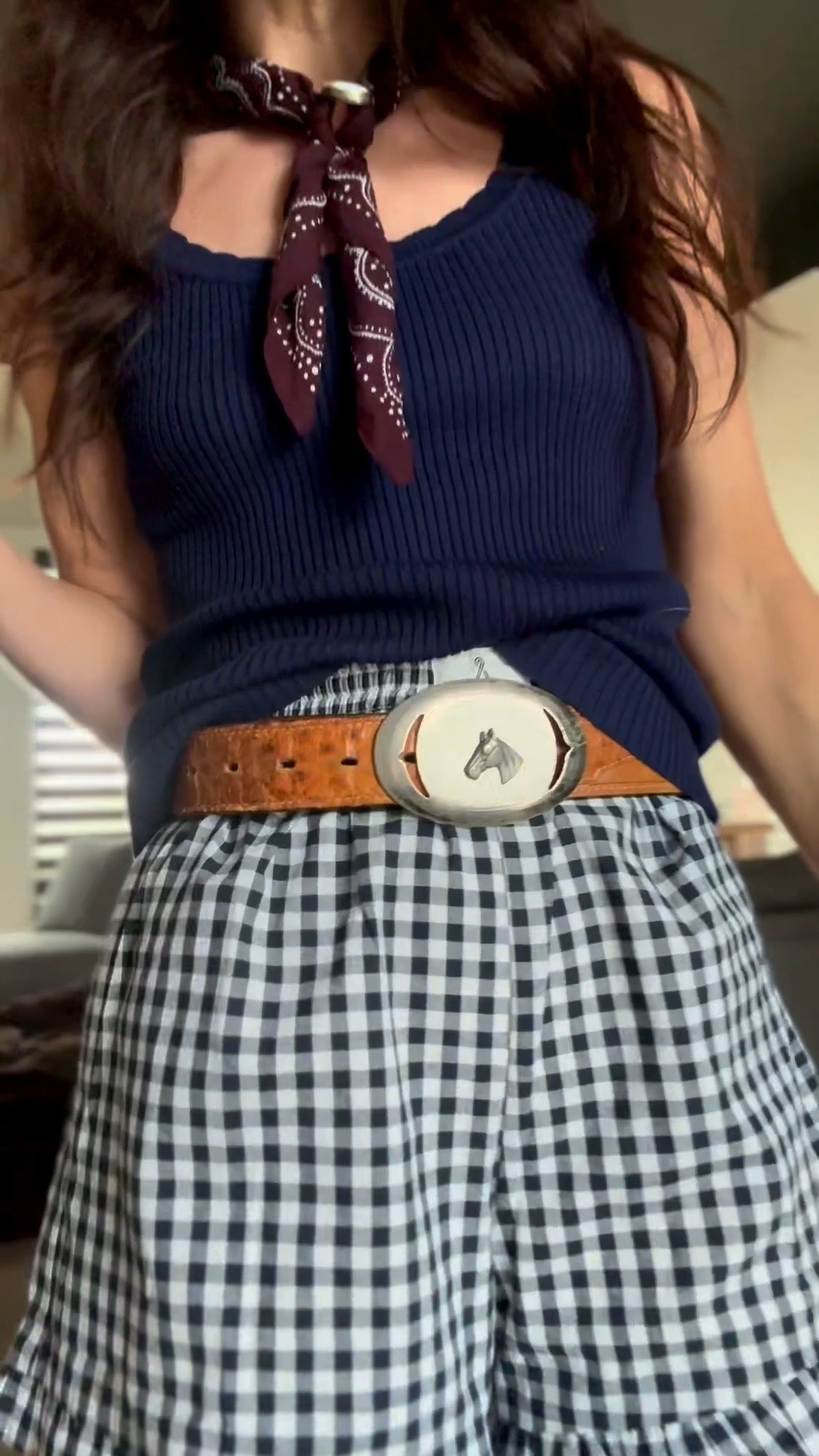 Gingham Summer Outfit + Vintage Western Belt

A little polished, a little playful. Styling gingham shorts with a fitted black sleeveless top, a Western belt, and studded flats for an easy summer outfit that still feels intentional.

Perfect for coffee at home, casual errands, or those “I want to look put together without trying too hard” days.

gingham shorts, summer outfit, black sleeveless top, western belt, studded flats, casual summer style, elevated basics, coffee at home outfit, western chic outfit, easy summer outfit

#LTKootd #LTKOver40 #LTKxMadewell