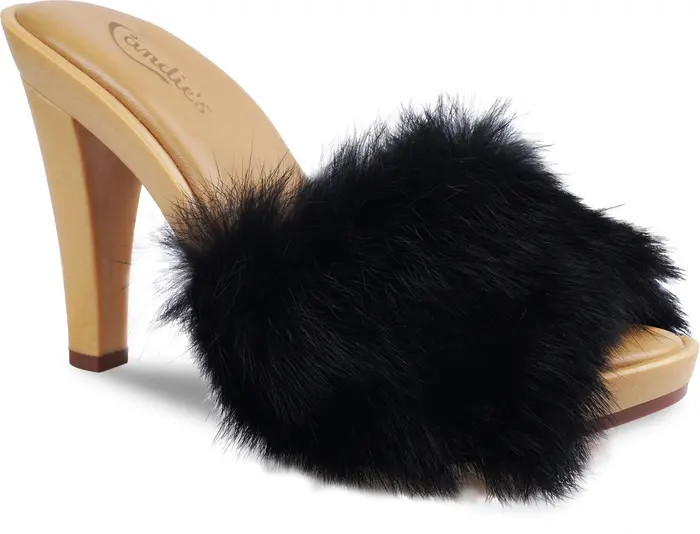 Candie's Celestine Faux Fur Side Sandal (Women) | Nordstrom | Nordstrom