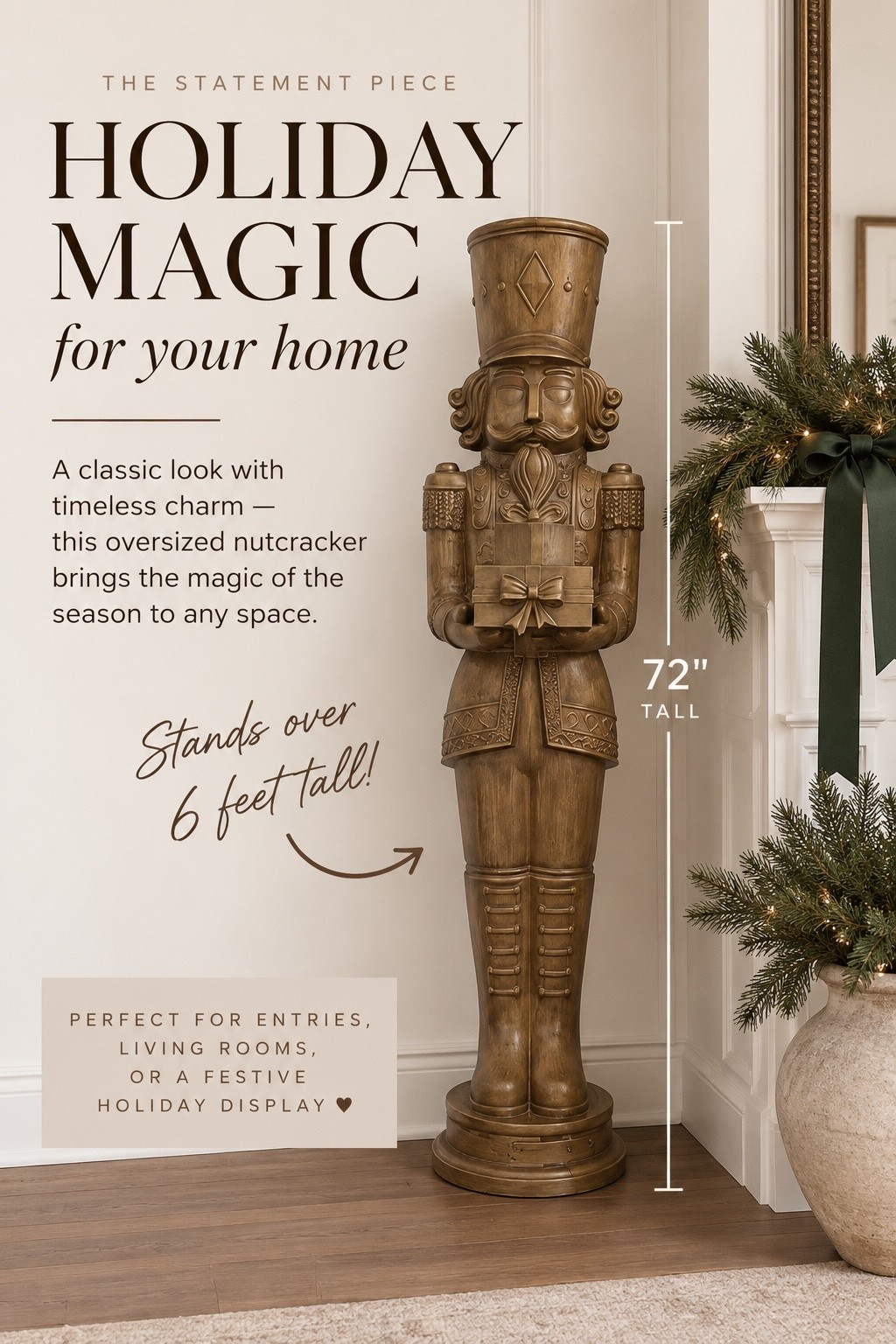 The 6-Foot Nutcracker of My Dreams

This is a SHOWSTOPPER. This oversized 6-foot nutcracker has the most gorgeous sculpted wood-look finish and looks like something you’d find in a high-end holiday display. At 72” tall, it’s such an incredible statement piece for an entryway, living room, or front porch. I have a feeling this one is going to go FAST!

#LTKSeasonal #LTKHome