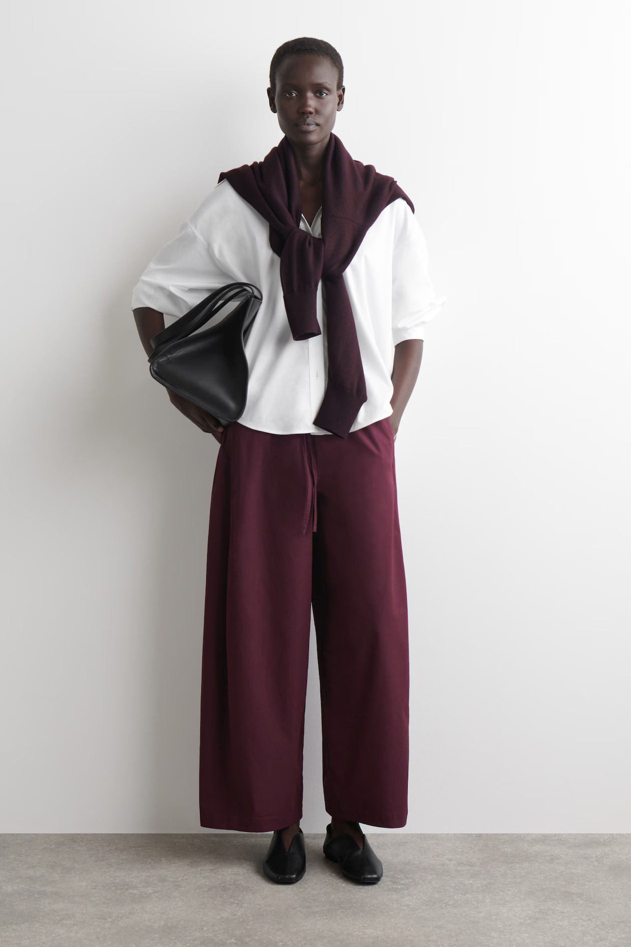 ELASTICATED BARREL-LEG PANTS - DARK RED | COS | COS (US)