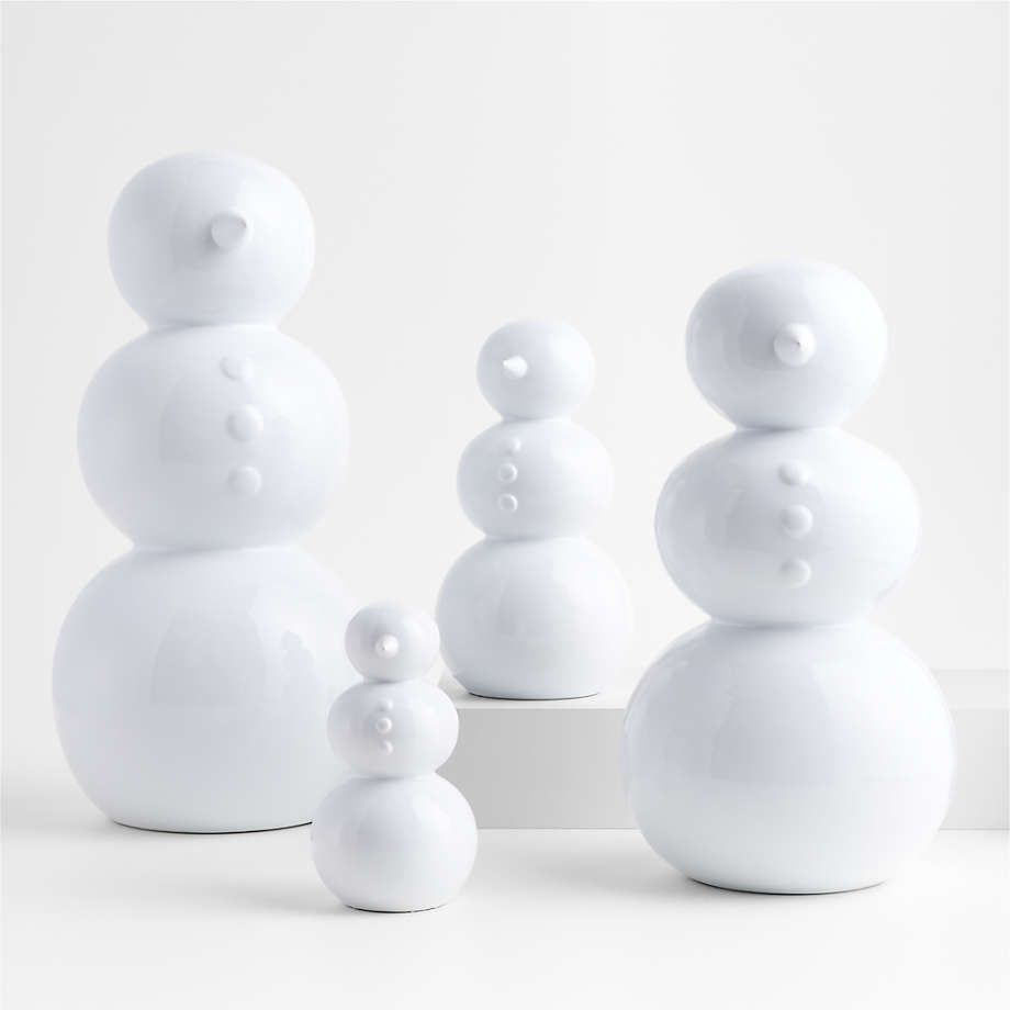 Small White Holiday Ceramic Snowman 6.5" + Reviews | Crate & Barrel | Crate & Barrel