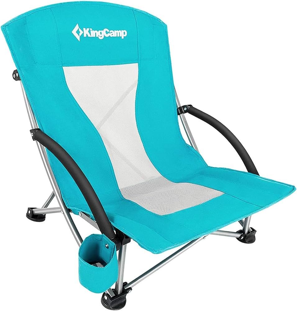KingCamp Low Beach Chair, High Back Folding Camping Chair for Adults, Oversized Breathable Mesh S... | Amazon (US)