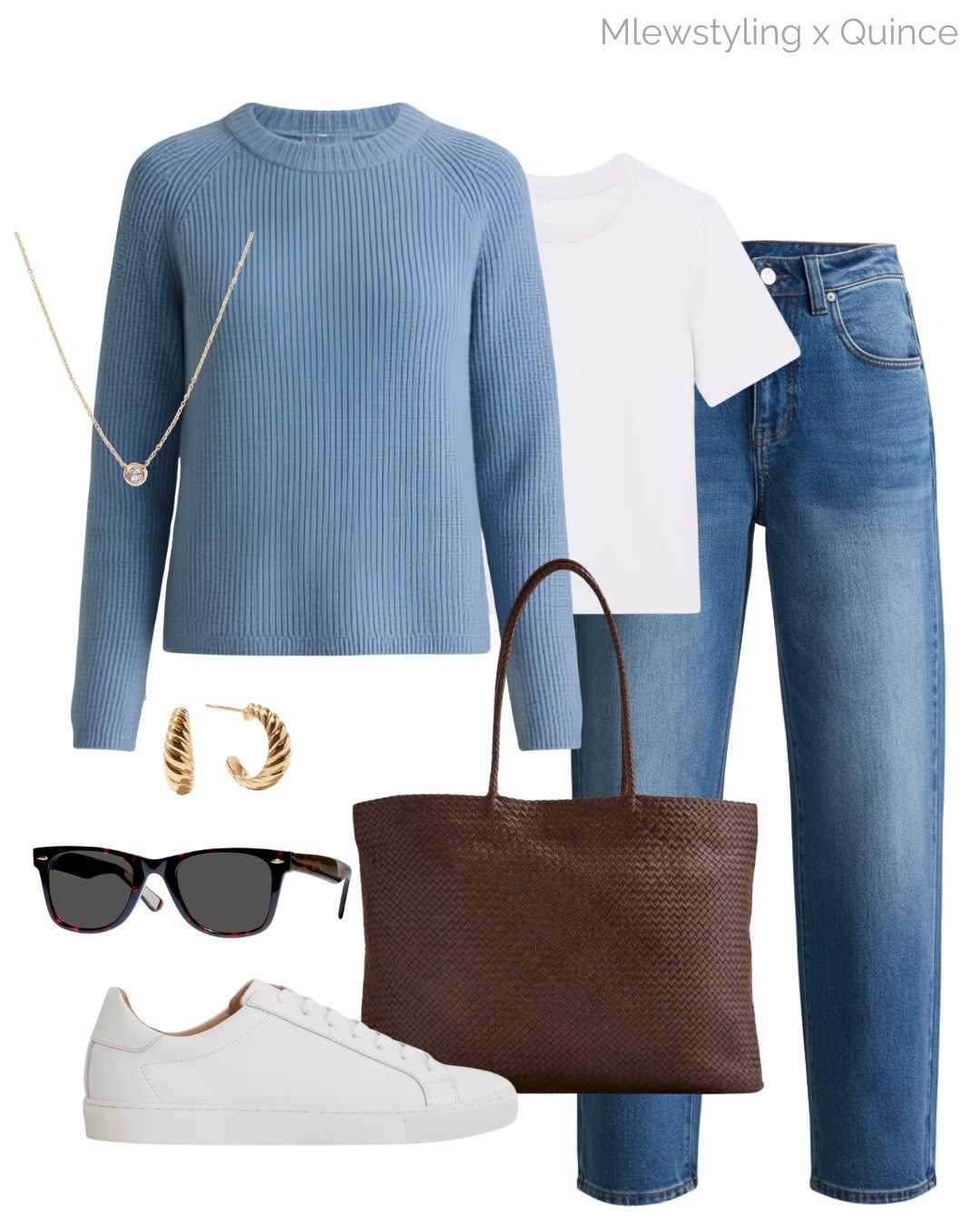 An ice blue Mongolian cashmere sweater + a white tee + barrel leg jeans - a classic and chic outfit for spring 🩵

#QuincePartner @Quince 

#LTKSeasonal #LTKootd #LTKgrwm