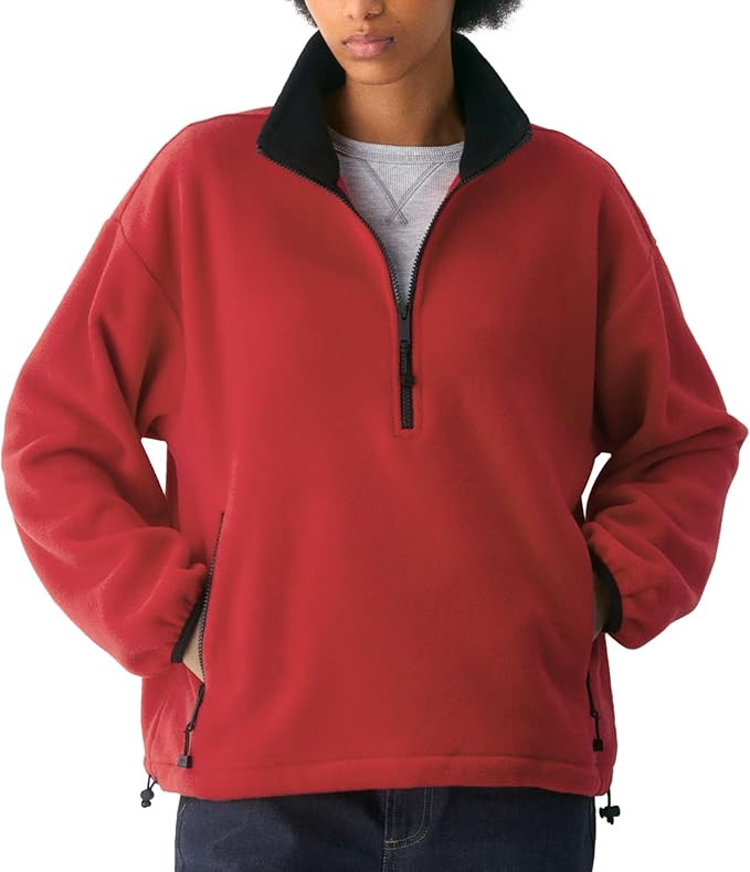 Women Oversized Fleece Jacket Casual Half Zip Pullover Sherpa Sweatshirts Fall Winter Warm Outerw... | Amazon (US)