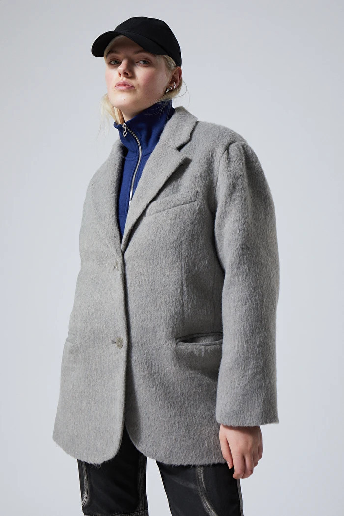 Luciana Wool Blazer - Dusty Hairy Grey - Weekday GB | Weekday