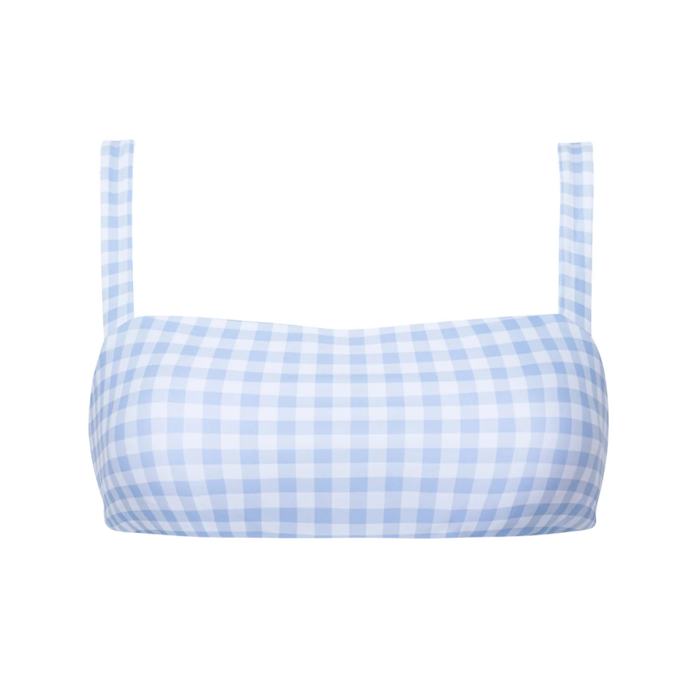 women's oasis blue gingham bandeau bikini top | Minnow