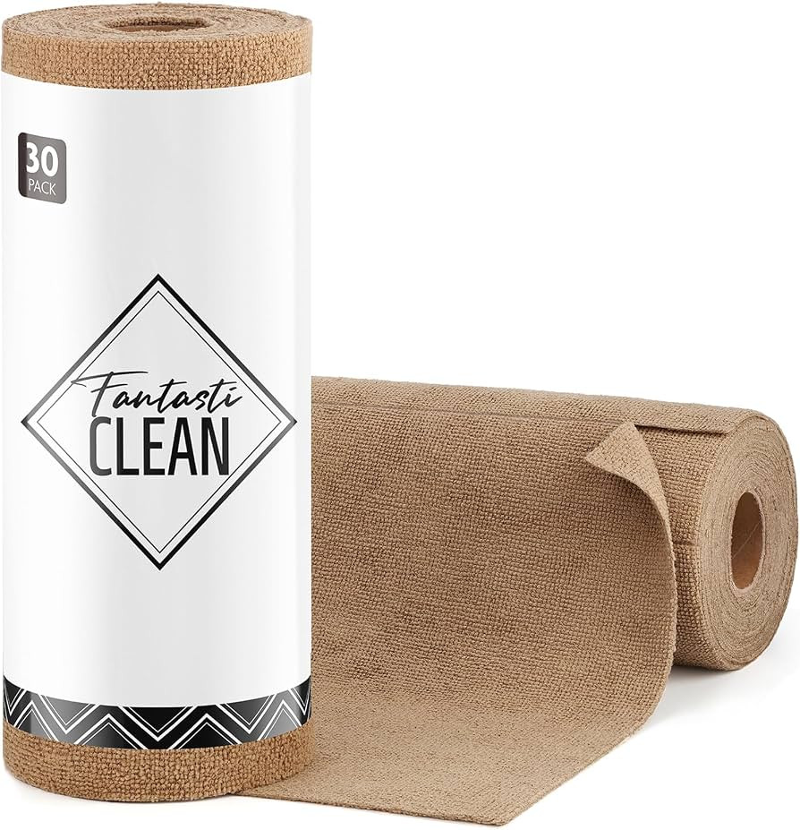 Fantasticlean Microfiber Cleaning Cloth Roll -30 Pack, Tear Away Microfiber Towels, 12" x 12", Re... | Amazon (US)