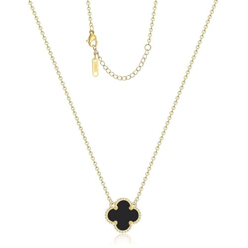 AIPPK Clover Pendant Van Cleef Necklace for Women 18K Gold Plated Black Four Leaf Clover Necklace Lucky Dainty Jewelry Gifts for Women | Amazon (US)