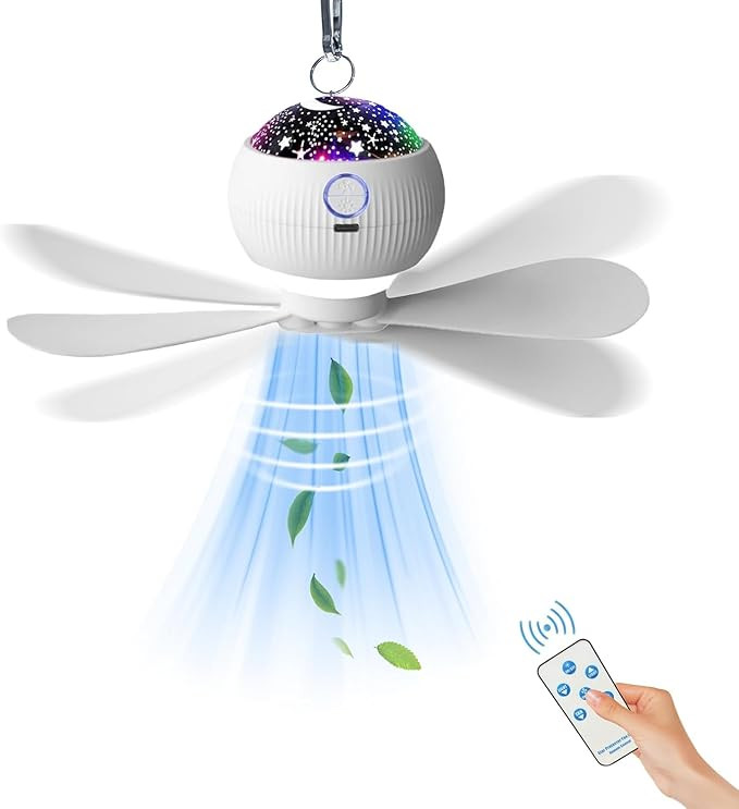 Ceiling Fans with Lights & Starry Projection, LED Hanging Camping Fan with Remote & Timer, 3600mA... | Amazon (US)